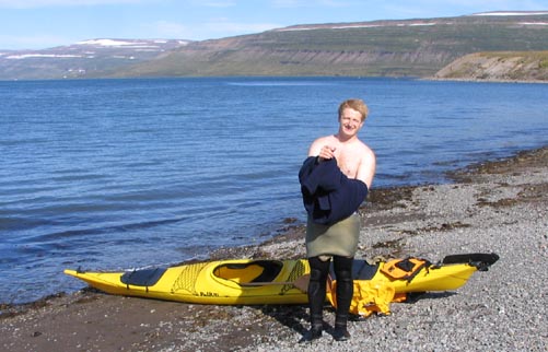 Logi after a swimming/kayaking excursion